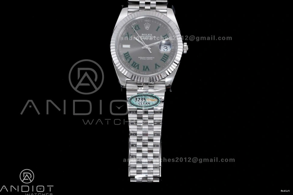 Green SS Clean SS 1:1 904L Datejust Best Roman Dial Steel SH3235 41 Bracelet on Edition Gray 0226